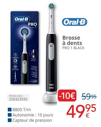 Promotions Oral-b brosse à dents pro 1 black - Oral-B - Valide de 01/04/2024 à 30/04/2024 chez Eldi