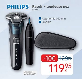 Promoties Philips rasoir + tondeuse nez s5889-11 - Philips - Geldig van 01/04/2024 tot 30/04/2024 bij Eldi