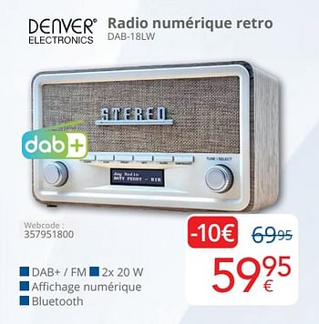 Promoties Denver electronics radio numérique retro dab-18lw - Denver Electronics - Geldig van 01/04/2024 tot 30/04/2024 bij Eldi