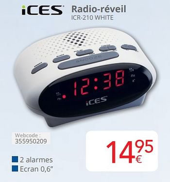 Promotions Ices radio-réveil icr-210 white - Ices - Valide de 01/04/2024 à 30/04/2024 chez Eldi
