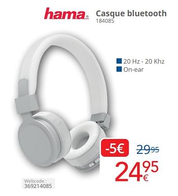 Promoties Hama casque bluetooth 184085 - Hama - Geldig van 01/04/2024 tot 30/04/2024 bij Eldi