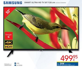 Promoties Samsung smart ultra hd tv 50’’-126 cm ue50au7090xxn - Samsung - Geldig van 01/04/2024 tot 30/04/2024 bij Eldi