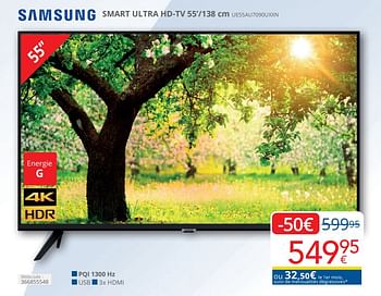 Promoties Samsung smart ultra hd-tv 55’-138 cm ue55au7090uxxn - Samsung - Geldig van 01/04/2024 tot 30/04/2024 bij Eldi