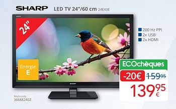 Promoties Sharp led tv 24’’-60 cm 24e43e - Sharp - Geldig van 01/04/2024 tot 30/04/2024 bij Eldi
