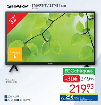Promoties Sharp smart-tv 32’’-81 cm 32fg4 - Sharp - Geldig van 01/04/2024 tot 30/04/2024 bij Eldi