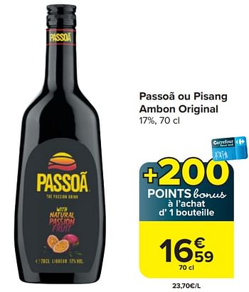 Promotions Passoã ou pisang ambon original - Passoa - Valide de 03/04/2024 à 15/04/2024 chez Carrefour