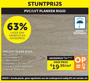 Promotions Lvt-pvc plank rigid - Produit maison - Zelfbouwmarkt - Valide de 26/03/2024 à 22/04/2024 chez Zelfbouwmarkt