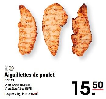 Promotions Aiguillettes de poulet rôties - Produit Maison - Sligro - Valide de 04/04/2024 à 22/04/2024 chez Sligro