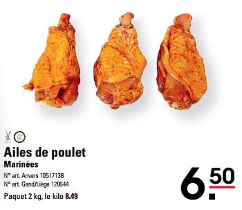 Promotions Ailes de poulet marinées - Produit Maison - Sligro - Valide de 04/04/2024 à 22/04/2024 chez Sligro