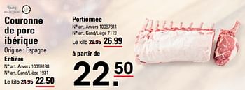Promotions Couronne de porc ibérique - Kaldenberg - Valide de 04/04/2024 à 22/04/2024 chez Sligro