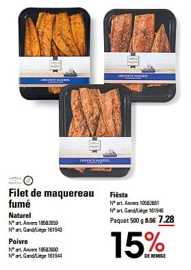 Promoties Filet de maquereau fumé naturel - Smit Vis - Geldig van 04/04/2024 tot 22/04/2024 bij Sligro