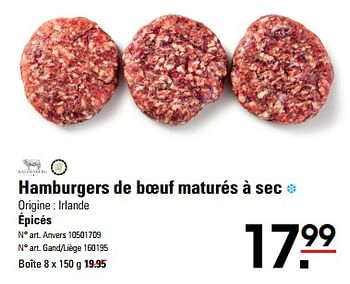 Promotions Hamburgers de boeuf maturés à sec - Kaldenberg - Valide de 04/04/2024 à 22/04/2024 chez Sligro