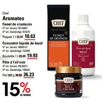 Promoties Aromates fumet de crustacés - Chef - Geldig van 04/04/2024 tot 22/04/2024 bij Sligro
