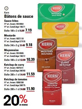 Promoties Bâtons de sauce sauce frites - Kern - Geldig van 04/04/2024 tot 22/04/2024 bij Sligro