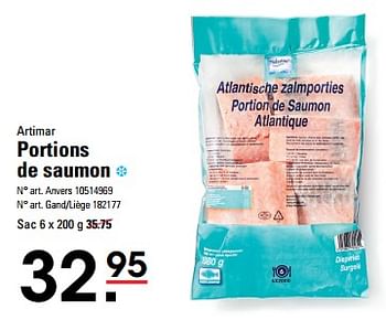 Promoties Portions de saumon - Artimar - Geldig van 04/04/2024 tot 22/04/2024 bij Sligro