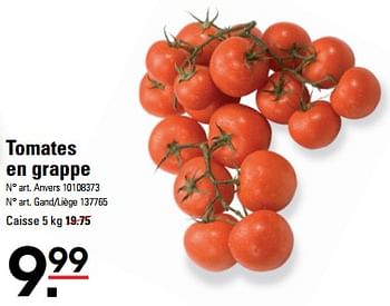 Promotions Tomates en grappe - Produit Maison - Sligro - Valide de 04/04/2024 à 22/04/2024 chez Sligro