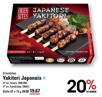 Promotions Yakitori japonais - Orien Bites - Valide de 04/04/2024 à 22/04/2024 chez Sligro