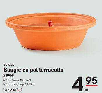 Promoties Bougie en pot terracotta - Bolsius - Geldig van 04/04/2024 tot 22/04/2024 bij Sligro