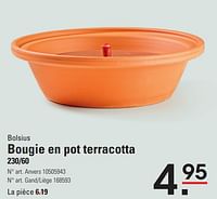 Promotions Bougie en pot terracotta - Bolsius - Valide de 04/04/2024 à 22/04/2024 chez Sligro