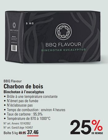 Promoties Charbon de bois binchotan à l’eucalyptus - BBQ Flavour - Geldig van 04/04/2024 tot 22/04/2024 bij Sligro