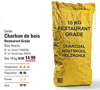 Promotions Charbon de bois restaurant grade - CARBO - Valide de 04/04/2024 à 22/04/2024 chez Sligro