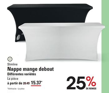 Promotions Nappe mange debout - Slim Line - Valide de 04/04/2024 à 22/04/2024 chez Sligro