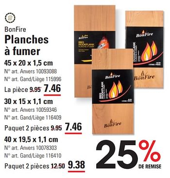 Promoties Planches à fumer - Bonfire - Geldig van 04/04/2024 tot 22/04/2024 bij Sligro