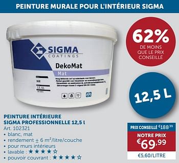 Promoties Sigma peinture intérieure dekomat blanc - Sigma - Geldig van 26/03/2024 tot 22/04/2024 bij Zelfbouwmarkt