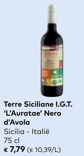 Promoties Terre siciliane i.g.t. l`auratae nero d`avola sicilia - Rode wijnen - Geldig van 27/03/2024 tot 23/04/2024 bij Bioplanet