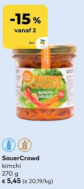Promoties Sauercrowd kimchi - Sauercrowd - Geldig van 27/03/2024 tot 23/04/2024 bij Bioplanet
