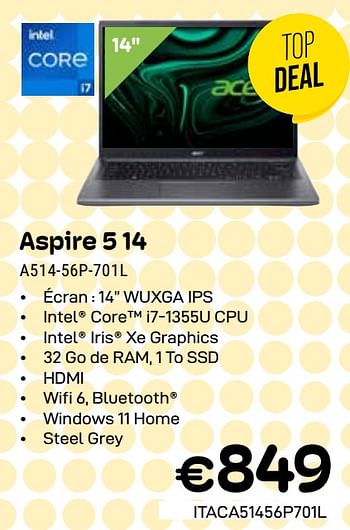 Promoties Acer aspire 5 14 a514-56p-701l - Acer - Geldig van 01/04/2024 tot 30/04/2024 bij Compudeals
