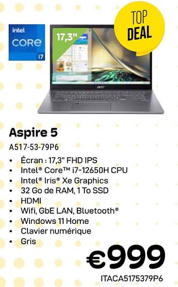Promoties Acer aspire 5 a517-53-79p6 - Acer - Geldig van 01/04/2024 tot 30/04/2024 bij Compudeals