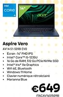 Promotions Acer aspire vero av14-51-509b evo - Acer - Valide de 01/04/2024 à 30/04/2024 chez Compudeals