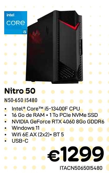 Promoties Acer nitro 50 n50-650 i5480 - Acer - Geldig van 01/04/2024 tot 30/04/2024 bij Compudeals