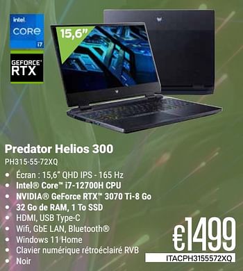 Promotions Acer predator helios 300 ph315-55-72xq - Acer - Valide de 01/04/2024 à 30/04/2024 chez Compudeals