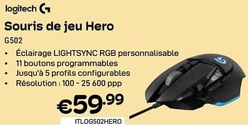 Promoties Logitech souris de jeu hero g502 - Logitech - Geldig van 01/04/2024 tot 30/04/2024 bij Compudeals