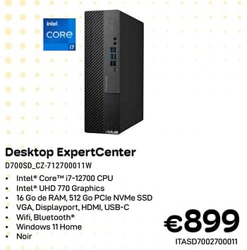 Promoties Asus desktop expertcenter d700sd_cz-712700011w - Asus - Geldig van 01/04/2024 tot 30/04/2024 bij Compudeals