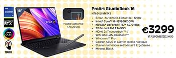 Promoties Asus proart studiobook 16 h7604ji-my043 - Asus - Geldig van 01/04/2024 tot 30/04/2024 bij Compudeals