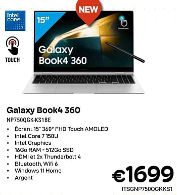 Promoties Samsung galaxy book4 360 np750qgk-ks1be - Samsung - Geldig van 01/04/2024 tot 30/04/2024 bij Compudeals