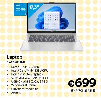 Promotions Hp laptop 17-cn2043nb - HP - Valide de 01/04/2024 à 30/04/2024 chez Compudeals
