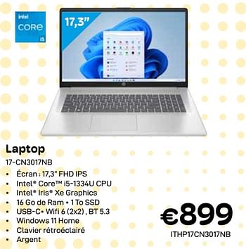 Promotions Hp laptop 17-cn3017nb - HP - Valide de 01/04/2024 à 30/04/2024 chez Compudeals