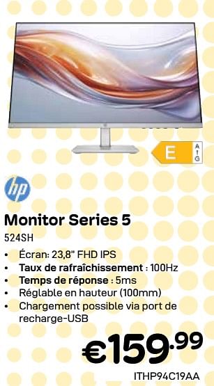 Promoties Hp monitor series 5 524sh - HP - Geldig van 01/04/2024 tot 30/04/2024 bij Compudeals