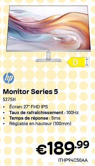 Promotions Hp monitor series 5 527sh - HP - Valide de 01/04/2024 à 30/04/2024 chez Compudeals
