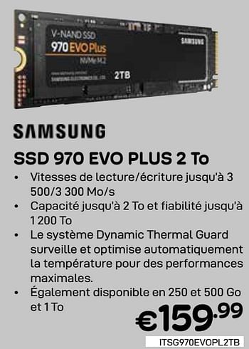 Promoties Ssd 970 evo plus 2 tb - Samsung - Geldig van 01/04/2024 tot 30/04/2024 bij Compudeals