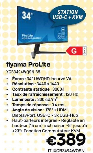 Promoties Iiyama prolite xcb3494wqsn-b5 - Iiyama - Geldig van 01/04/2024 tot 30/04/2024 bij Compudeals