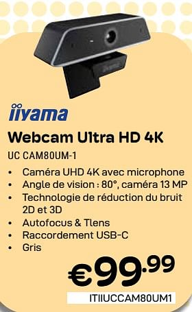 Promoties Iiyama webcam ultra hd 4k uc cam80um-1 - Iiyama - Geldig van 01/04/2024 tot 30/04/2024 bij Compudeals