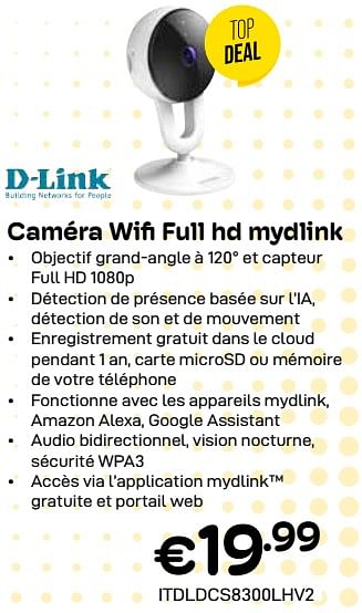 Promoties D-link caméra wifi full hd mydlink - D-Link - Geldig van 01/04/2024 tot 30/04/2024 bij Compudeals