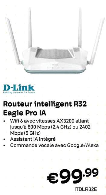 Promoties D-link routeur intelligent r32 eagle pro ia - D-Link - Geldig van 01/04/2024 tot 30/04/2024 bij Compudeals