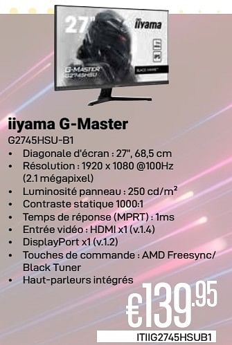Promotions Iiyama g-master g2745hsu-b1 - Iiyama - Valide de 01/04/2024 à 30/04/2024 chez Compudeals