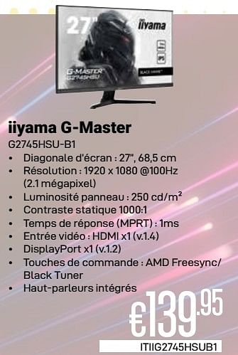 Promoties Iiyama g-master g2745hsu-b1 - Iiyama - Geldig van 01/04/2024 tot 30/04/2024 bij Compudeals